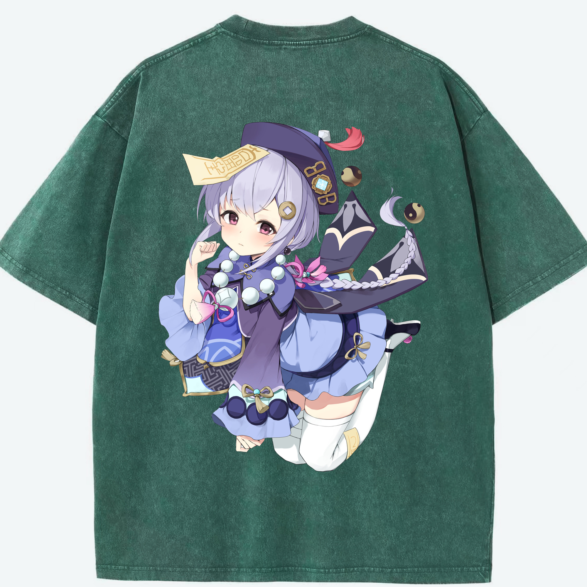 げんし神 七七 なな  genshin Nana 綿100% ヴィンテージ風 半袖Tシャツ（背面プリント）